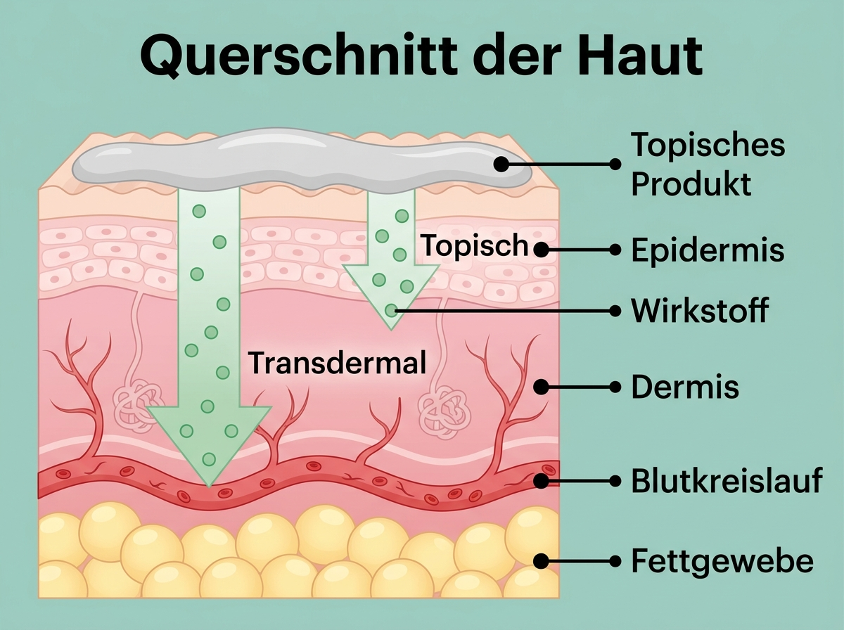 Querschnitt der Haut – Magnesium dringt ein